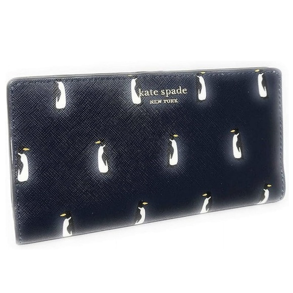 NWOT Kate Spade Navy Penguin Saffiano Leather Wallet - Picture 1 of 6